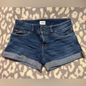 Hudson Ruby Rapture Mid-Rise Blue Denim Cuffed Shorts